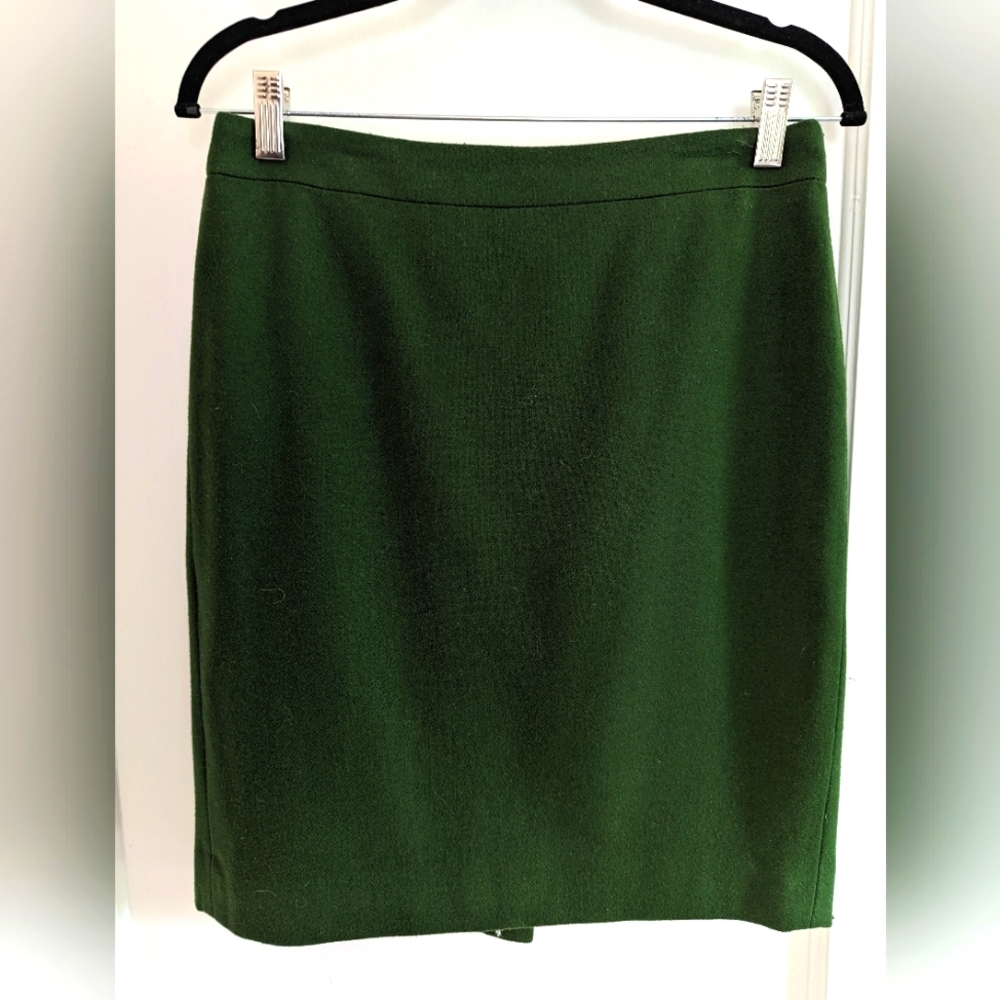 JCrew green wool pencil skirt